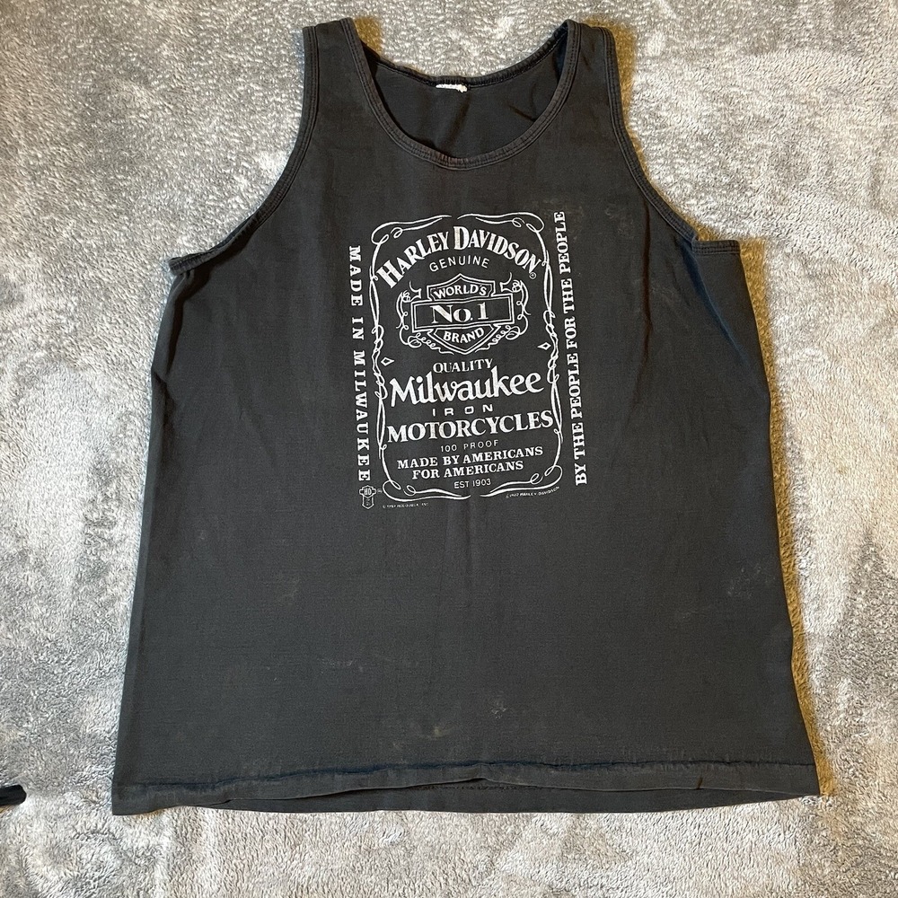 VTG 80s Harley Davidson Shirt Men's Large Black Sleeveless Milwaukee WI